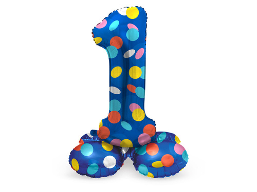 Balon din folie cu numărul 1 în picioare Dots - 41 cm - 1 buc.