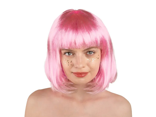 Peruca cu franjuri roz deschis - 1 buc.