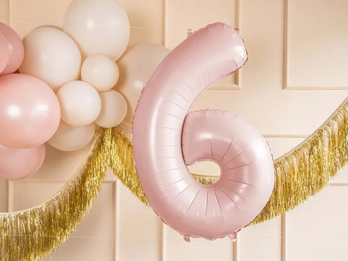 Balon din folie roz deschis numărul 6 - 72 cm - 1 buc.