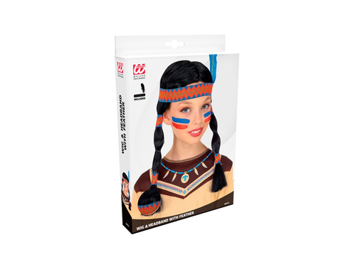 Peruca indiană cu bentiță și pană