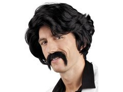 Peruca neagră cu mustață - 1 buc.