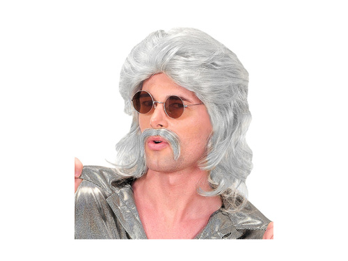 Peruca gri fazet din anii 1970 cu mustață