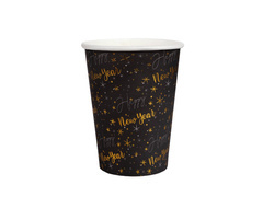 Pahare de Anul Nou fericit - negru - 270 ml - 10 buc.