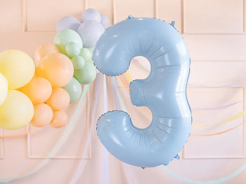 Balon de folie albastru cu numărul 3 - 72 cm - 1 buc.