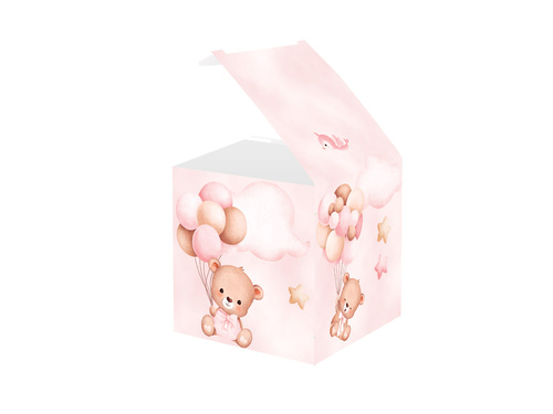 Cutii de oaspeți roz Ursuleți Teddy cu baloane - 6 buc.