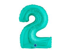 Balon din folie numărul 2 turcoaz - 14" - 1 buc.