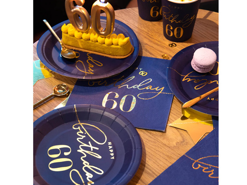 Farfurii aniversare 60 de ani albastru marin - 18 cm - 6 buc.