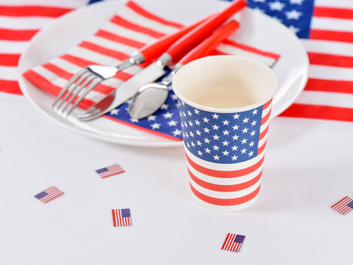 Pahare de hârtie cu steagul SUA - 270 cm - 10 buc.