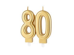 Lumânare aurie aniversară 80 de ani - 7,7 cm - 1 buc.