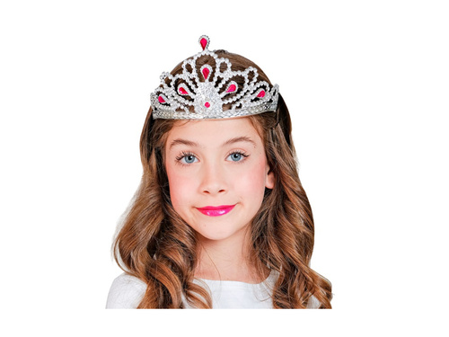 Tiară argintie cu bijuterii roz