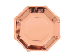 Farfurii octogonale aur roz - 23 cm - 6 buc.