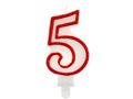 Număr lumânare cu margine roșie cinci - "5"
