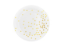 Farfurii de hârtie albe cu buline aurii - 18 cm - 6 buc.
