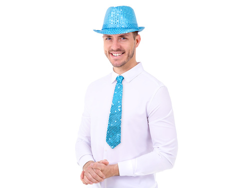 Cravată cu paiete - albastru - 36 cm - 1 buc.