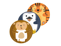 Farfurii aniversare Animale zoo - 23 cm - 8 buc.