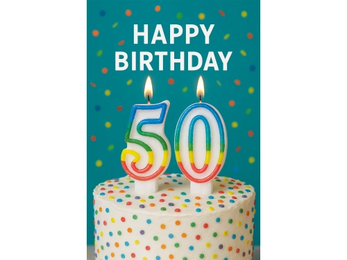 Lumânări numerice cu margine colorată numărul 50 - 8,5 cm - 2 buc.