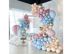 Balon ghirlandă balon set roz, albastru și crem - 125 buc.