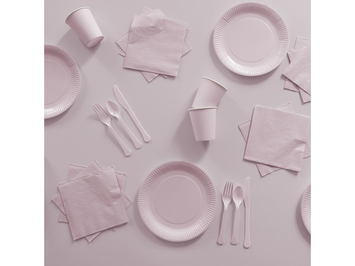 Tacâmuri din plastic roz deschis - 24 buc.