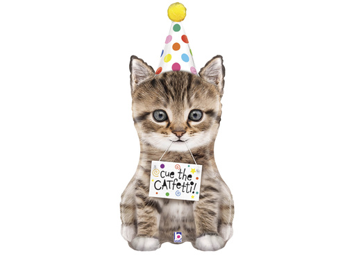 Balon din folie Pisoi cu șapcă aniversară - 104 cm - 1 buc.