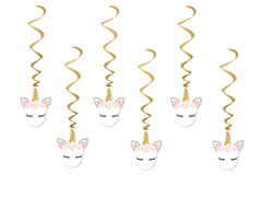 Unicorn aniversare agățat decor - 6 buc.