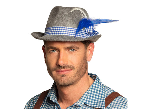 Pălărie bavareză cu pene albastre - 1 buc.