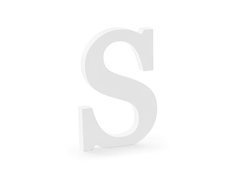 Decor din lemn litera S - alb