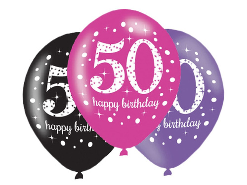 Baloane imprimate "50" - 28 cm - 6 buc.