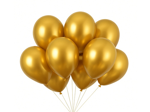 Baloane din latex cu oglindă aurie - 30 cm - 10 buc.