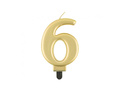 Lumânare cu număr auriu metalic - 6 - șase