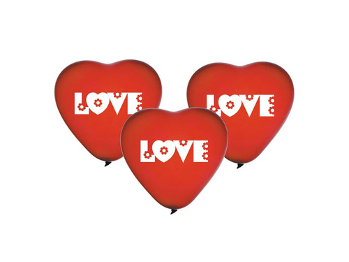 Baloane latex cu inimioare de dragoste - 5 buc.