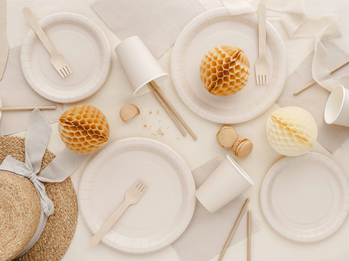 Pahare de hârtie bej - 250 ml - 6 buc.