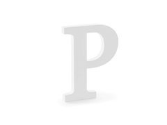 Decor din lemn litera P - alb