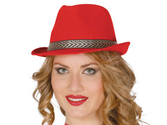 Pălărie de gangster roșie - 1 buc.