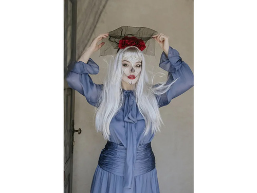 Bentiță cu voal și trandafiri - 1 buc.