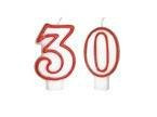Lumânări numerice cu margine roșie - 30 - treizeci - 2 buc.