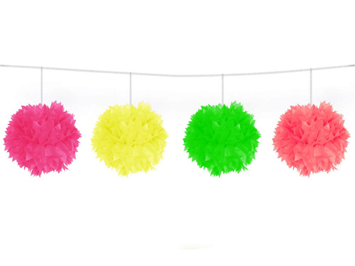 Ghirlandă Pom-pom Bile neon - 3 m - 1 buc.