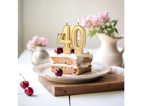 Lumânare aurie aniversară 40 de ani - 7,7 cm - 1 buc.