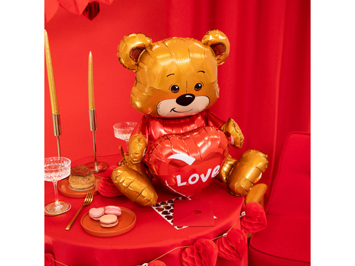 Balon folie ursuleț Teddy cu inimă - 41x50x31 cm - 1 buc.