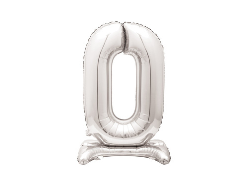 Balon din folie în picioare numărul 0 argintiu - 76 cm - 1buc.