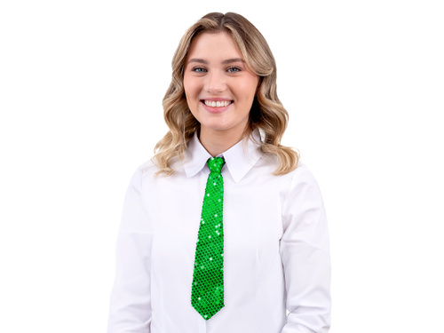 Cravată cu paiete - verde - 36 cm - 1 buc.