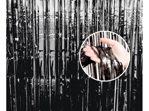 Perdea - perdea ușă negru metalic - 90 cm x 240 cm