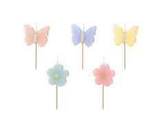 Lumânări cu fluture și culegător de flori - 5 buc.