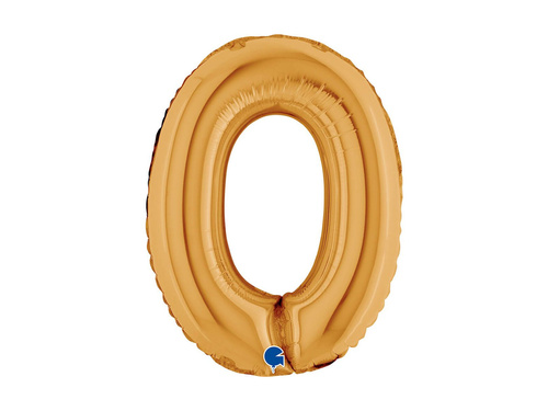 Balon din folie numărul 0 auriu - 14" - 1 buc.