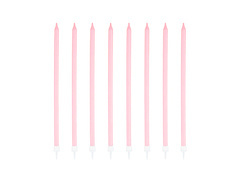 Lumânări aniversare lungi roz - 15 cm - 8 buc.