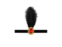 Bentiță retro cu pană neagră - 1 buc.