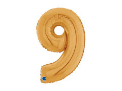 Balon din folie numărul 9 auriu - 26" - 1 buc.