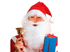 Pălărie de Moș Crăciun cu perucă, barbă și sprâncene - 1 buc.