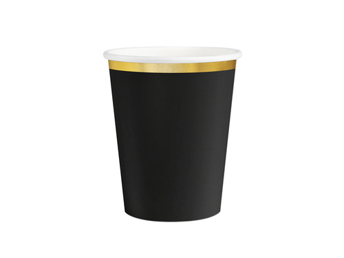 Cești negre cu margine aurie - 220 ml - 6 buc.