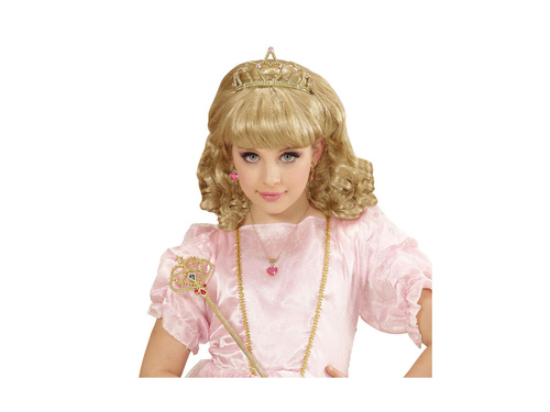 Peruca blonda printesa cu tiara