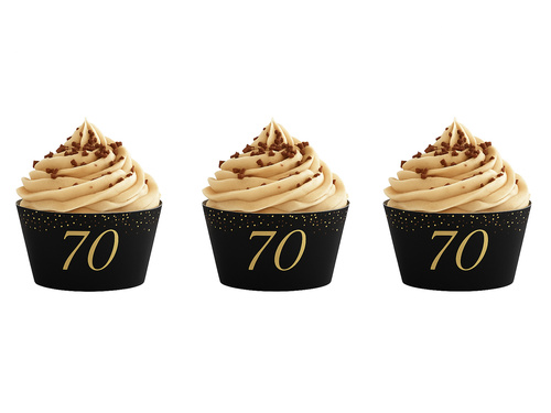 Garnituri strălucitoare pentru cupcakes pentru aniversarea a 70 de ani - 6 buc.